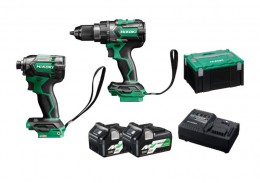 Hikoki KC18DCJAZ 18V 2 Piece Brushless Power Tool Kit, 2x 5.0Ah 18V MV Batteries, Charger & Case £379.95
